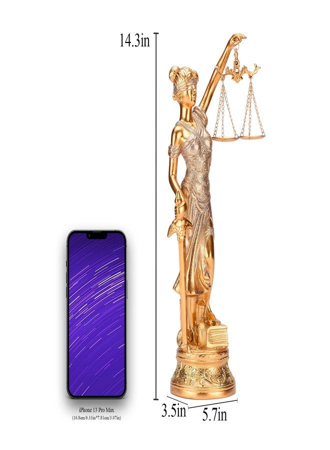 BRABUD Resin Lady Justice Statue Greek Roman Goddess of Justice 14.3''(H) Law Statue Office Bookshelf Study Decor -Blindfold, Beam Balance, and Sword TQGJBS410 - Image 2